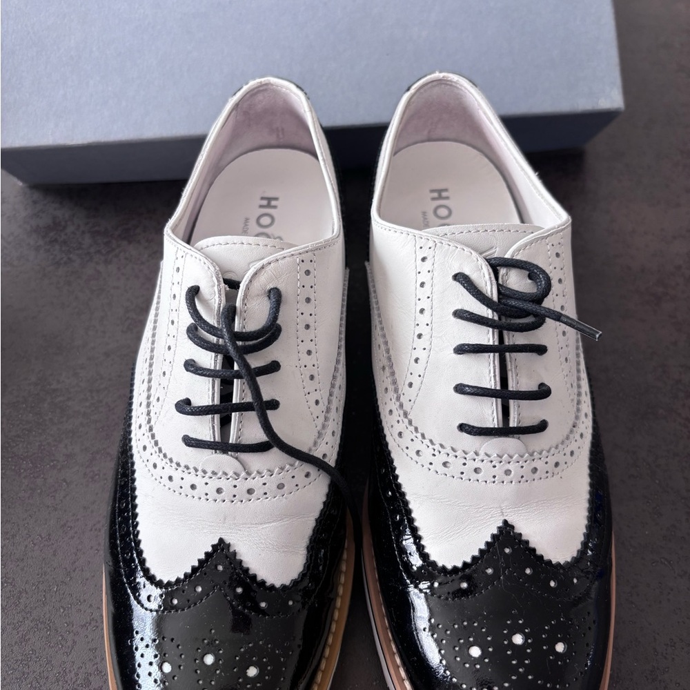 Hogan Black and White Brogue Oxfords